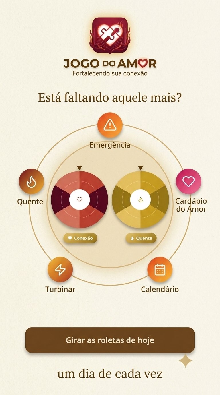 Jogo do Amor no celular, mostrando as roletas e o menu inferior